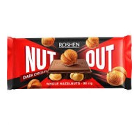 Шоколад ROSHEN Nut чорний з цілим фундуком 90г.