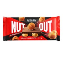 Шоколад ROSHEN Nut чорний з цілим фундуком 90г.