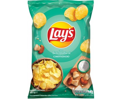 Чіпси LAYS Білі гриби та сметана 120г. Бонус!