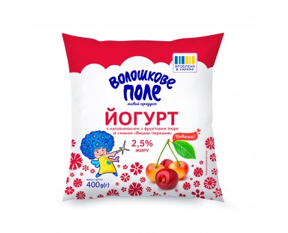 Йогурт Вишня-Черешня 3,2%  0,400л. плівка ВОЛОШКОВЕ ПОЛЕ