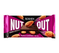 Шоколад ROSHEN Nut Чорний з цілим мигдалем 90г.