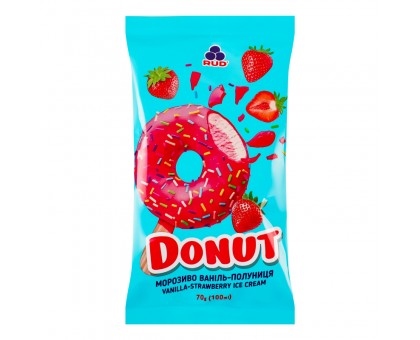 Морозиво DONUT Ваніль- Полуниця  70 г. РУДЬ