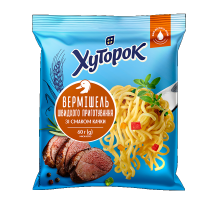Вермішель швидкого приготування ХУТОРОК зі смаком Качки  60г.