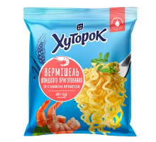 Вермішель швидкого приготування ХУТОРОК зі смаком Креветок  60г.