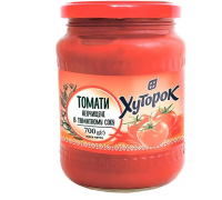Консерви ХУТОРОК Томати Неочищені в том. соку  700г.