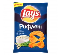 Чіпси LAYS Рифлені Сметана та Цибуля 133г.