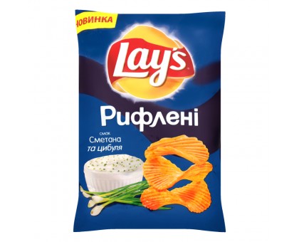 Чіпси LAYS Рифлені Сметана та Цибуля 133г.