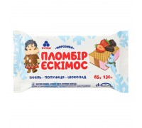 Морозиво Пломбір Ескімос Ваніль-Полуниця-Шоколад 65 г. РУДЬ