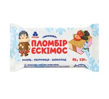 Морозиво Пломбір Ескімос Ваніль-Полуниця-Шоколад 65 г. РУДЬ