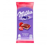 Шоколад MILKA Полуниця та Крем 90г.