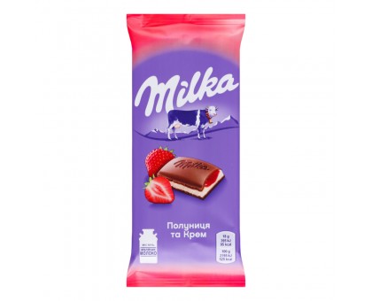 Шоколад MILKA Полуниця та Крем 90г.