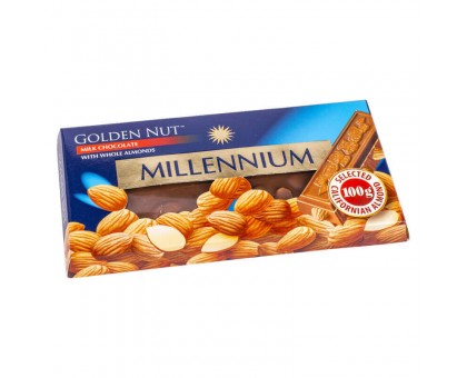 Шоколад MILLENNIUM GOLD Молочний з Цiлим Мiгдалем 100г.