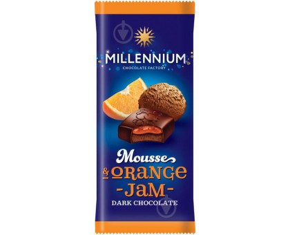 Шоколад MILLENNIUM MOUSSE Чорний Мусова Апельсинова нач. 135г.