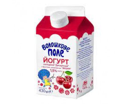 Йогурт Вишня 1,5%  430г. т/п ВОЛОШКОВЕ ПОЛЕ