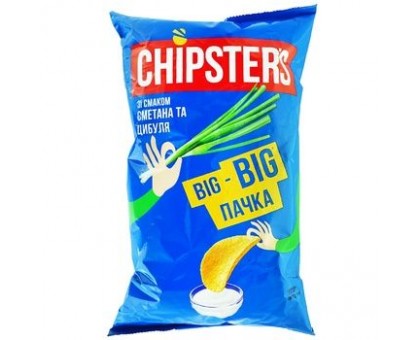 Чіпси CHIPSTERS Сметана та цибуля  BIG 180 г.