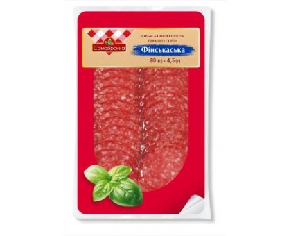 Ковбаса с/к Фінська нарізка п/г` 80г. САМОБРАНКА
