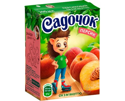 Соки САДОЧОК Персик з мякоттю 0,2л.