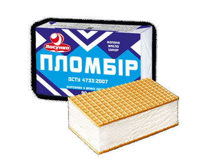 Морозиво Брикет Пломбір 90г. ЛАСУНКА