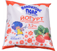 Йогурт Полуниця 3,2%  0,45л. плівка ВОЛОШКОВЕ ПОЛЕ