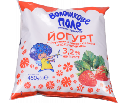 Йогурт Полуниця 3,2%  0,45л. плівка ВОЛОШКОВЕ ПОЛЕ