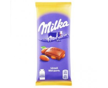 Шоколад MILKA Цілий Миндаль 90г.