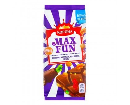 Шоколад КОРОНА MAX FUN Мармелад Печиво Карамель 160г.