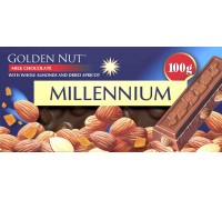 Шоколад MILLENNIUM GOLD Молочний з Цілим Мигдалем та Курогою 100г.