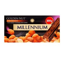 Шоколад MILLENNIUM GOLD Чорний з Цiлим Мигдалем100г.