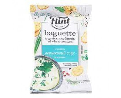 Сухарики FLINT Baguette вершковий соус із зеленню 100г.