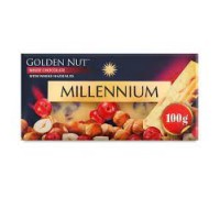 Шоколад MILLENNIUM GOLD з цілим горіхом і родзинками 100г.