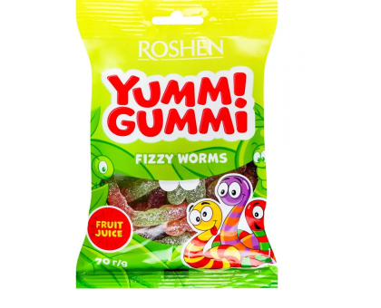 Цукерки Желейнi Yummi Gummi Fizzy Worms 70г. Акція